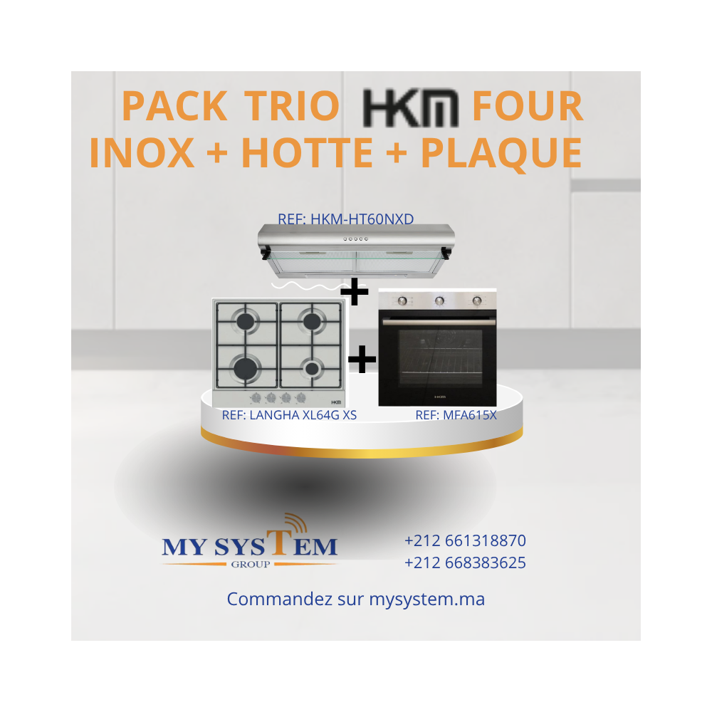 PACK TRIO HKM ( FOUR - INOX + HOTTE + PLAQUE)