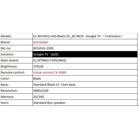 TV SCHNEIDER QLED 85P